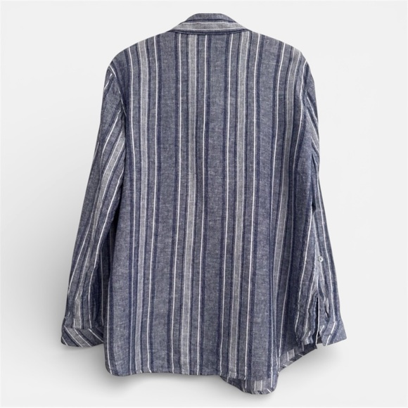 Susan Graver Roll Tab Button-up Blouse Top Sz Petite M Linen Blend - Picture 2 of 8